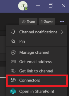 clicking the Connectors button