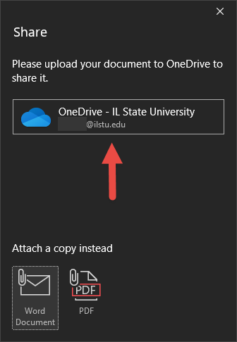 Selecting your OneDrive account