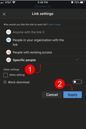 Option for Specific People to send to
