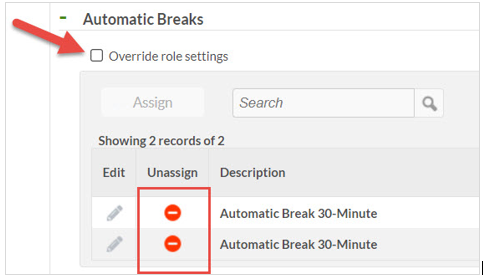 Screenshot of Automatic Breaks window